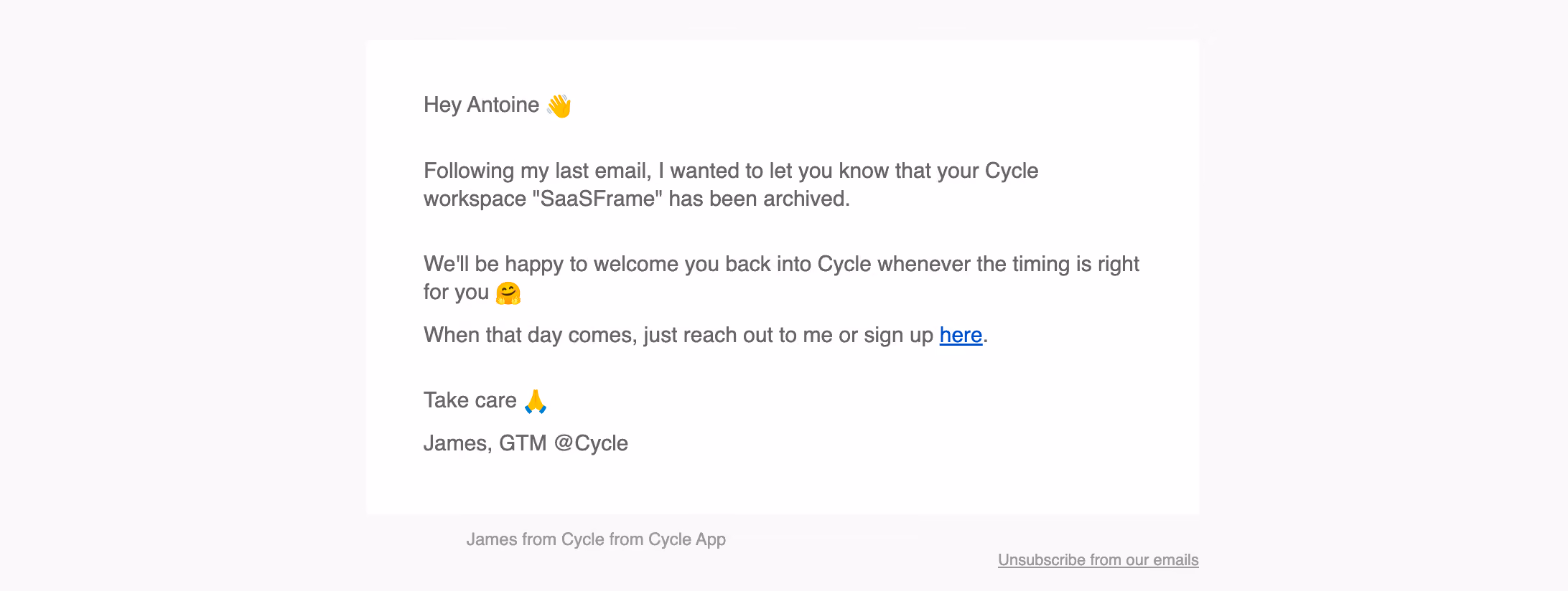 Cycle Retention Email