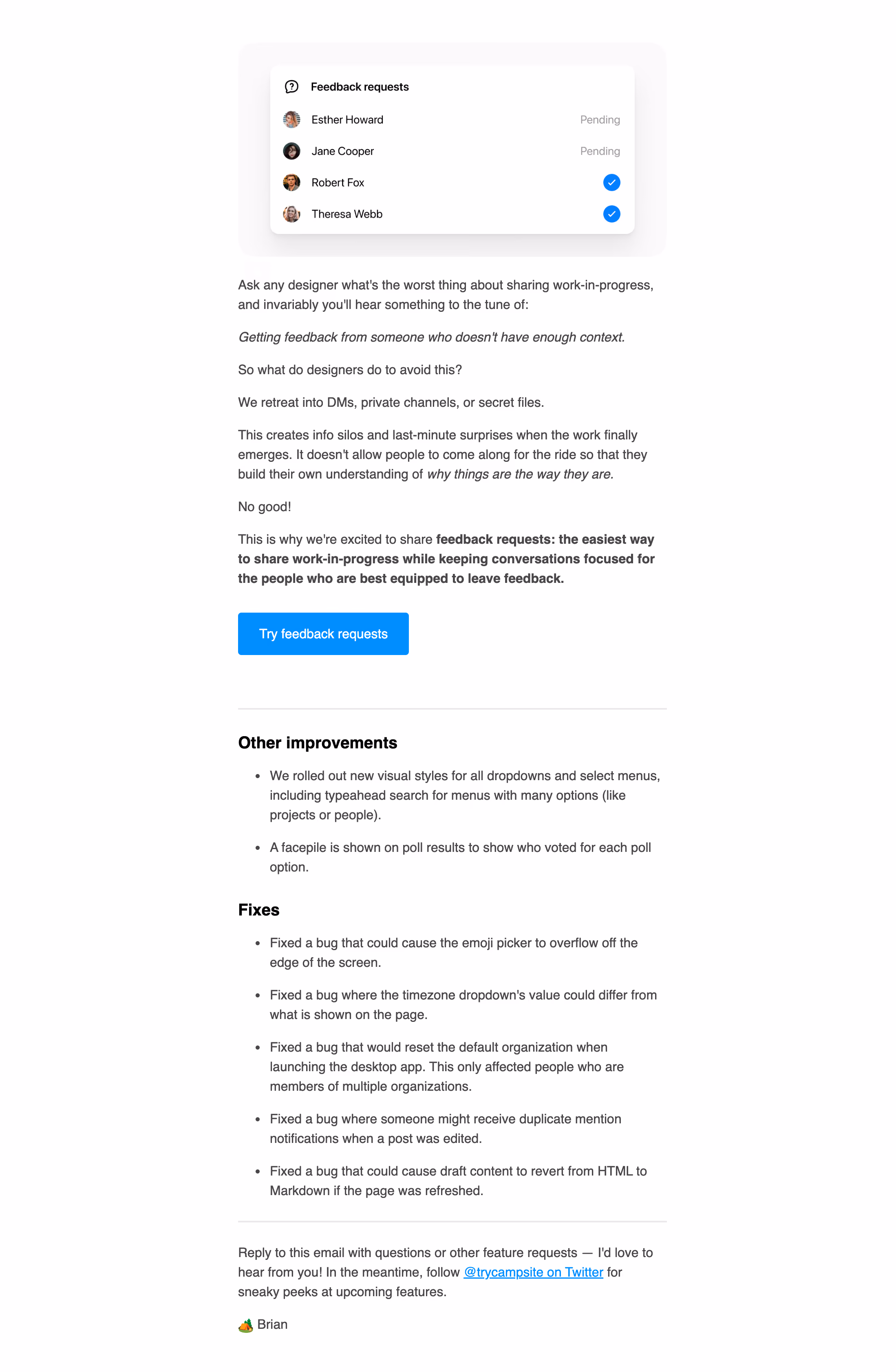 Campsite Feedback Request Emails