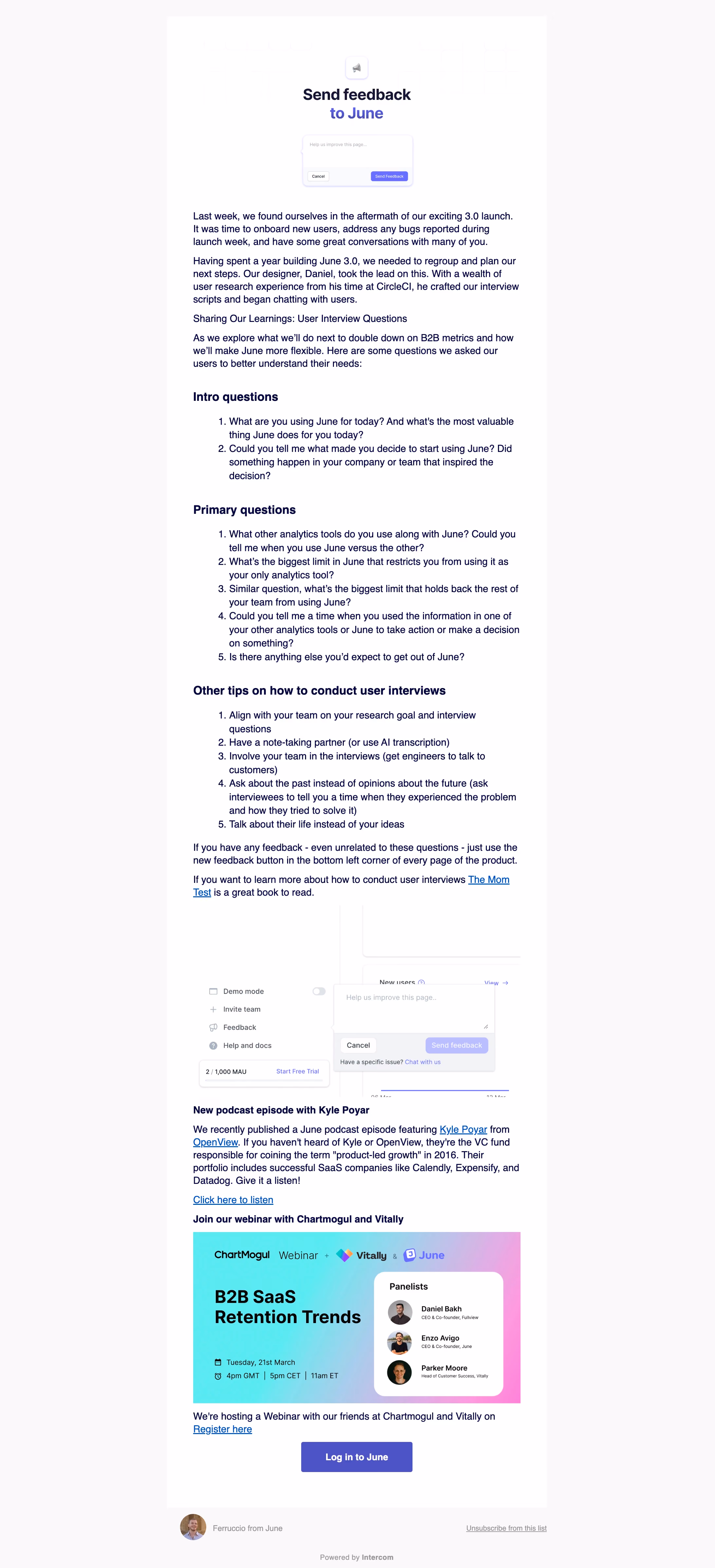June Feedback Request Emails
