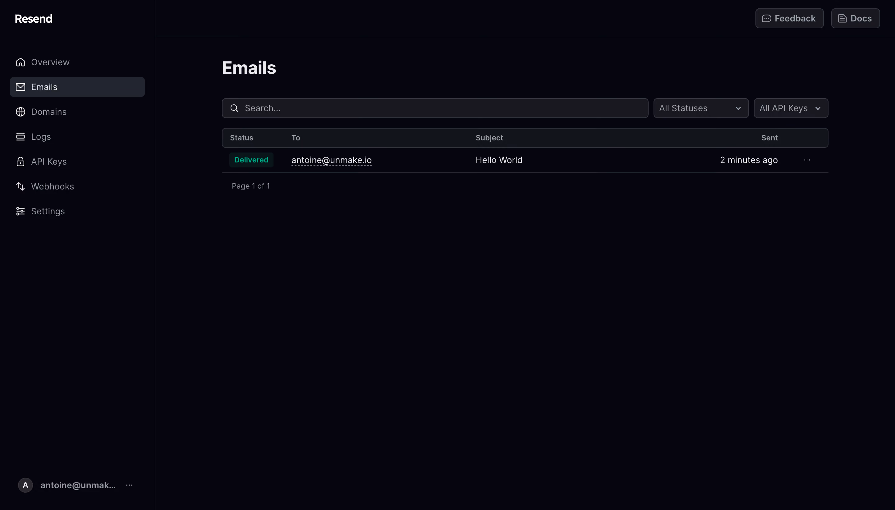 Resend Emails History
