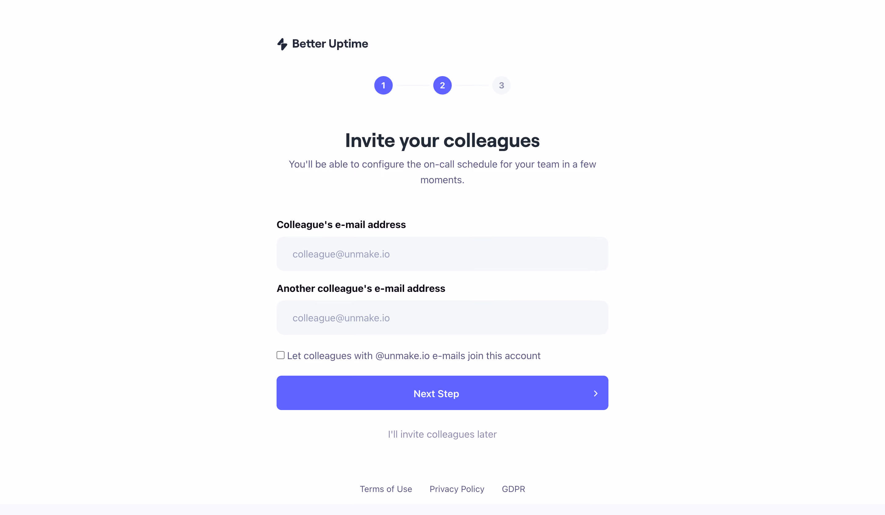 Better Stack etter Uptime Invite Team Members