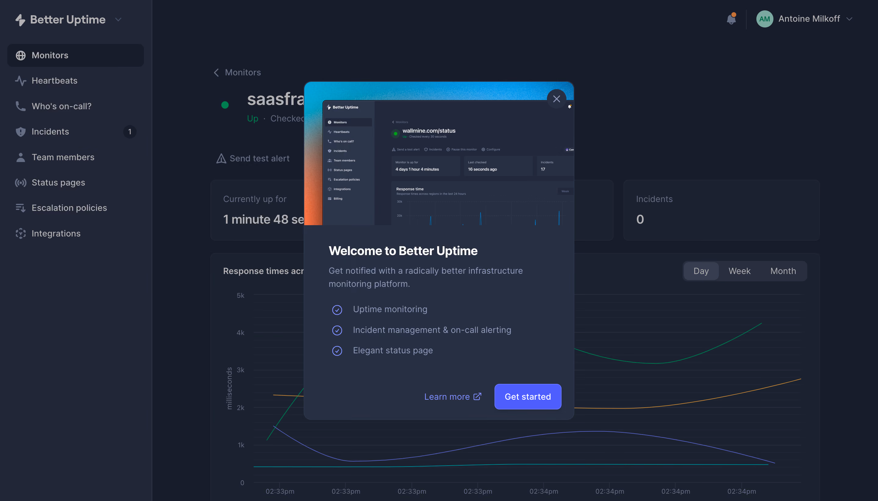 Better Stack etter Uptime User Onboarding