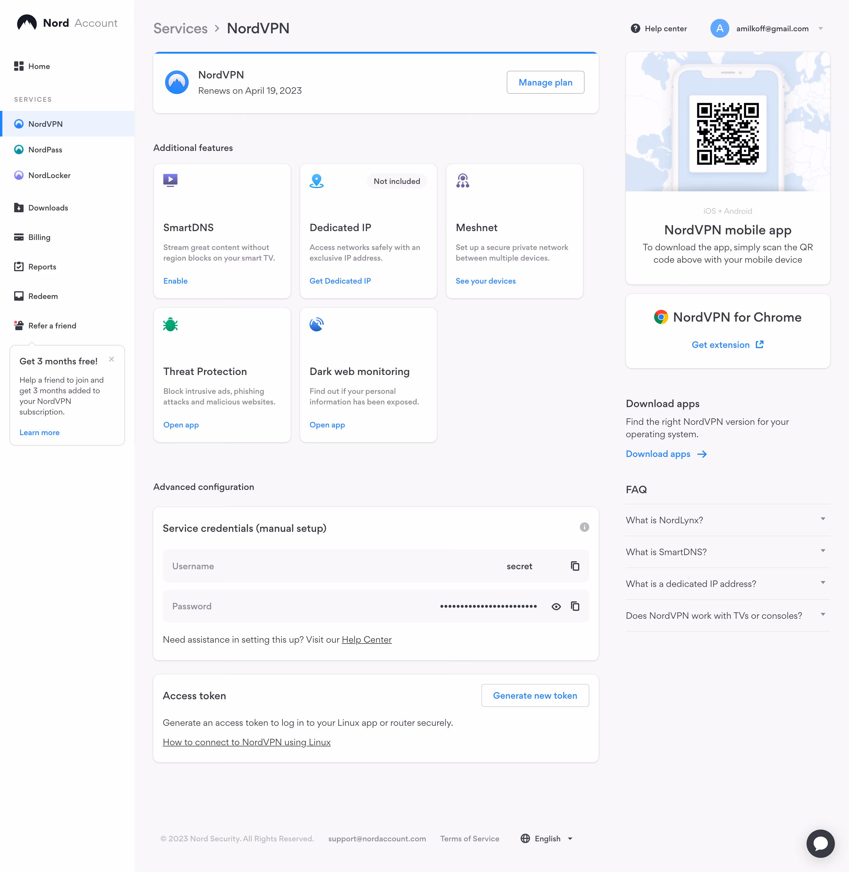 Nord VPN Dashboard