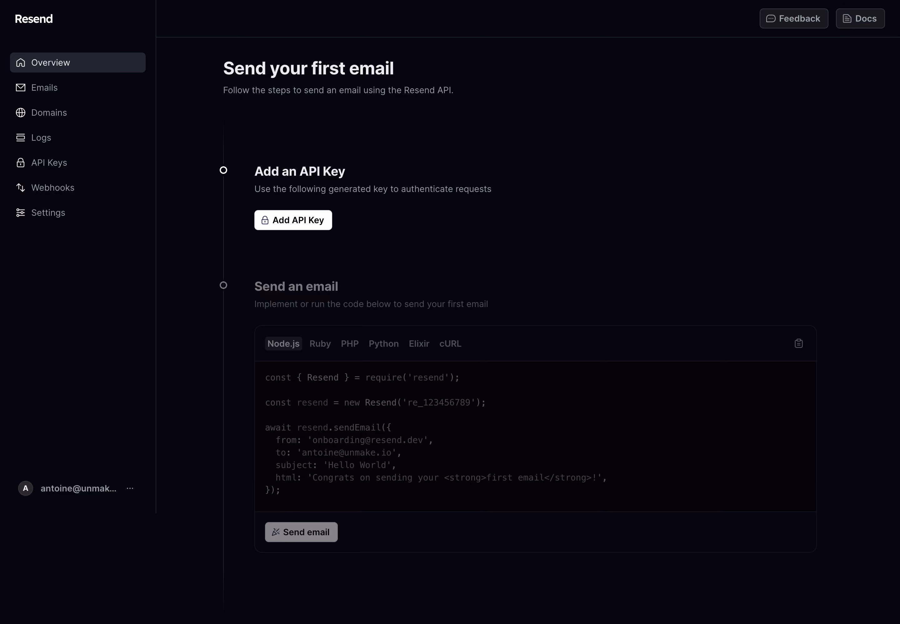 Resend User Onboarding