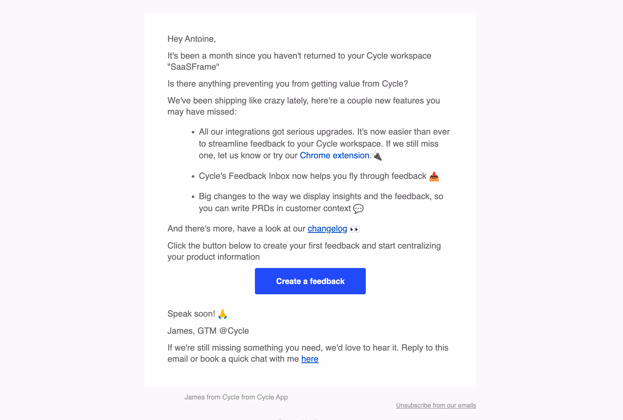 Cycle Retention Email