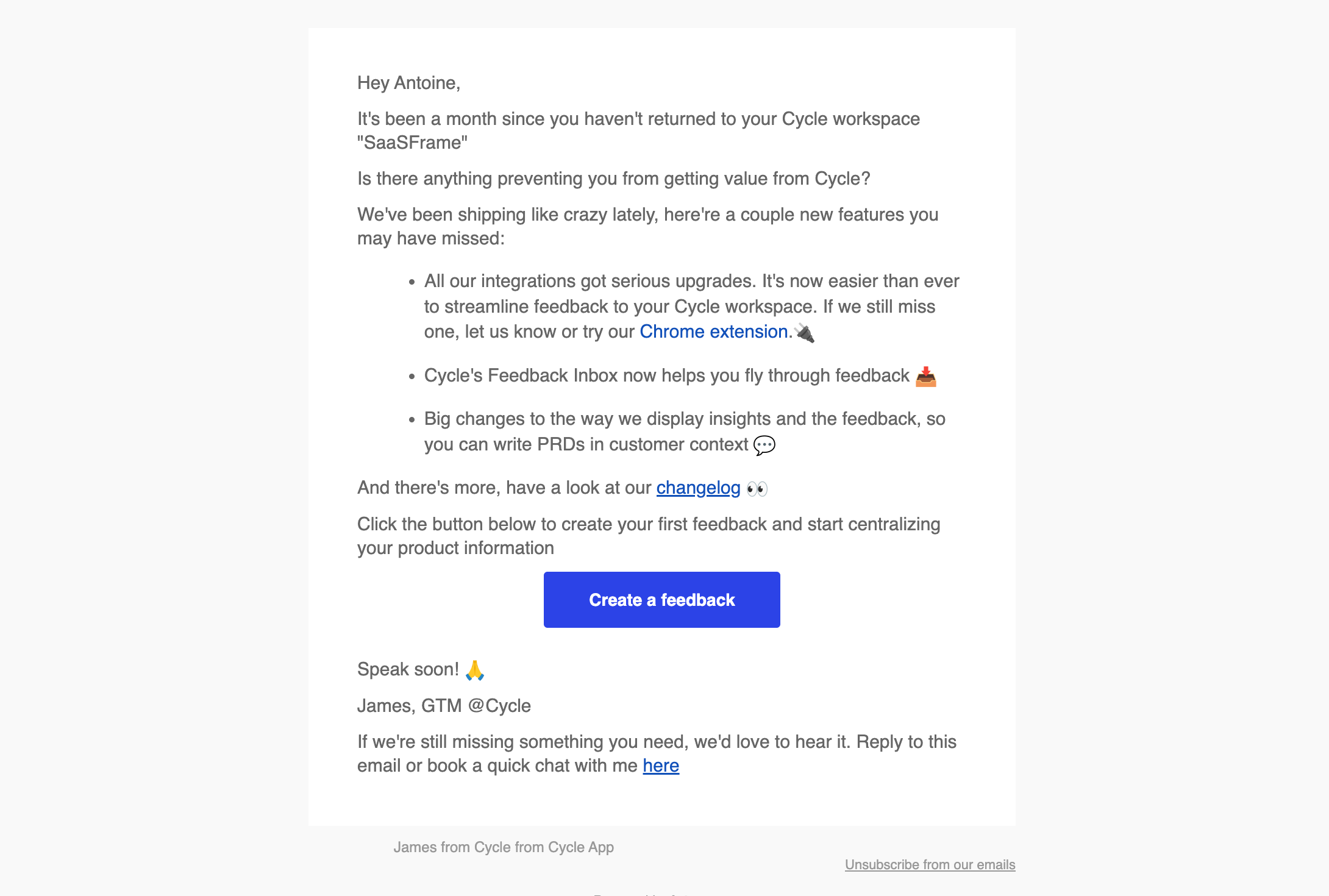 Cycle Retention Email