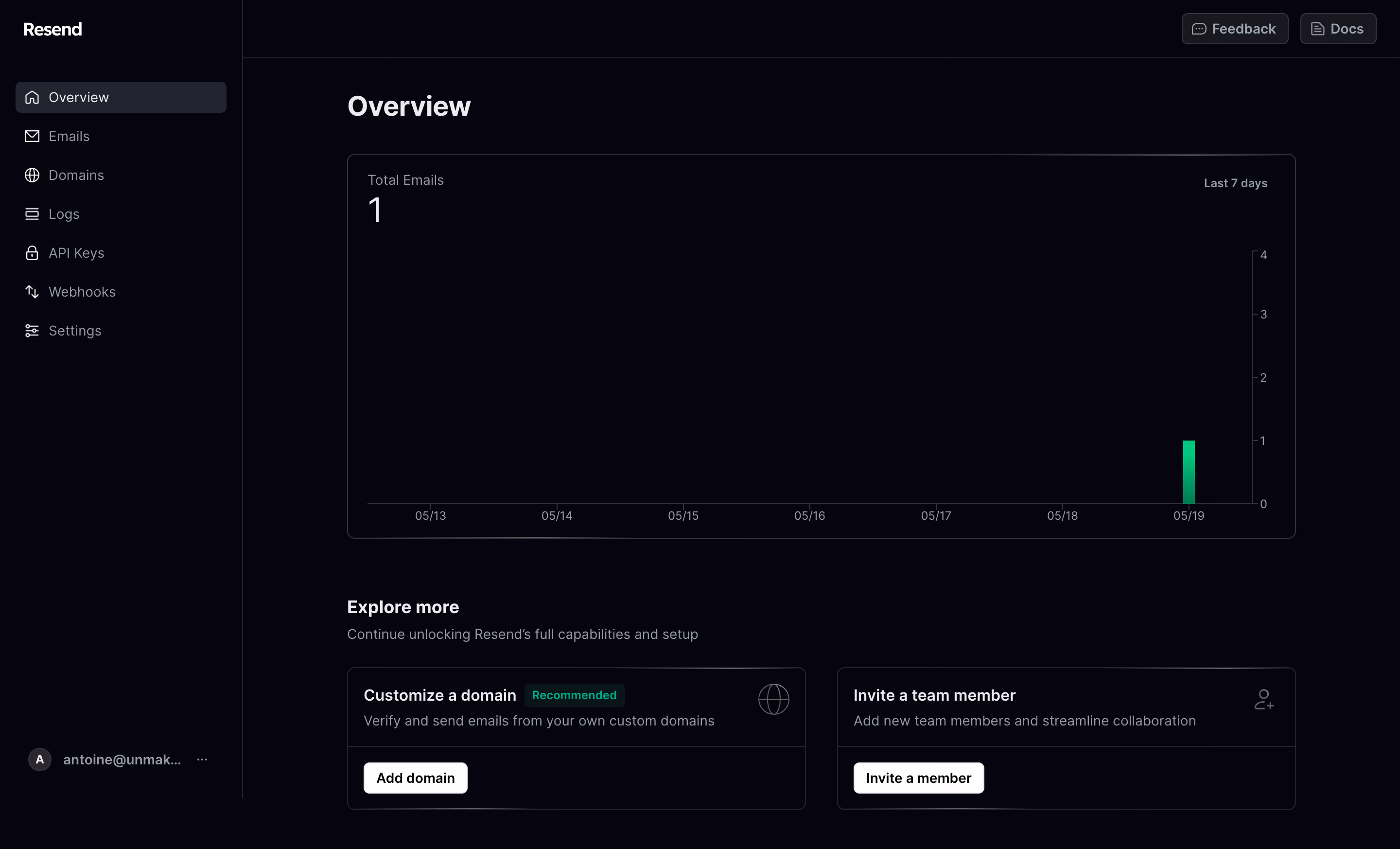 Resend Dashboard