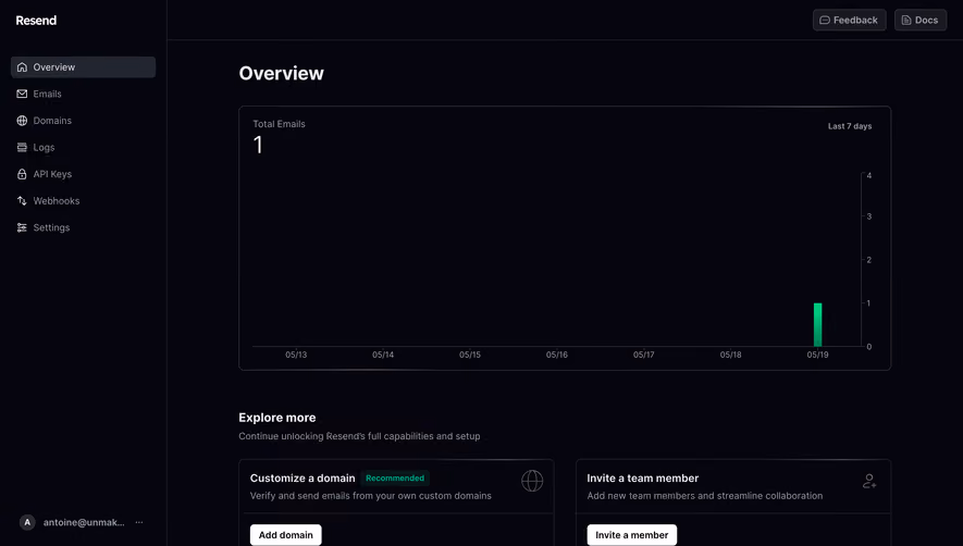 Resend Dashboard