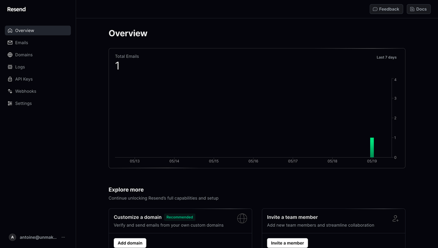 Resend Dashboard