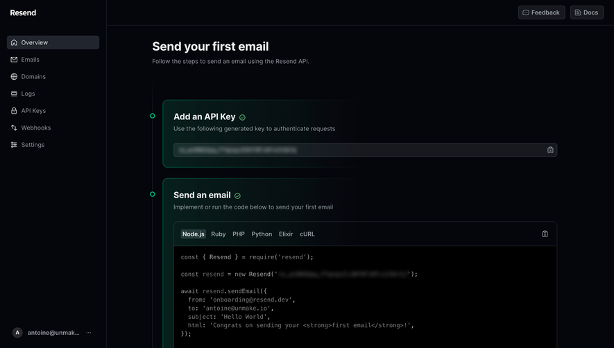 Resend User Onboarding