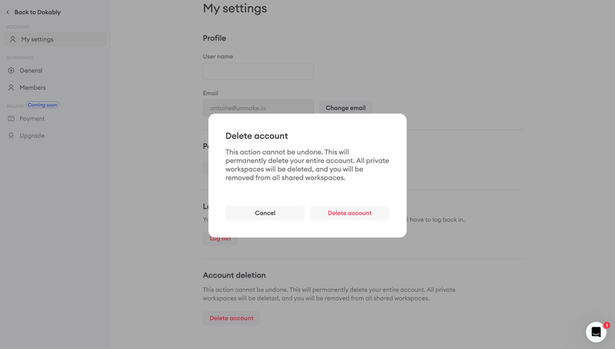 Dokably Delete Account