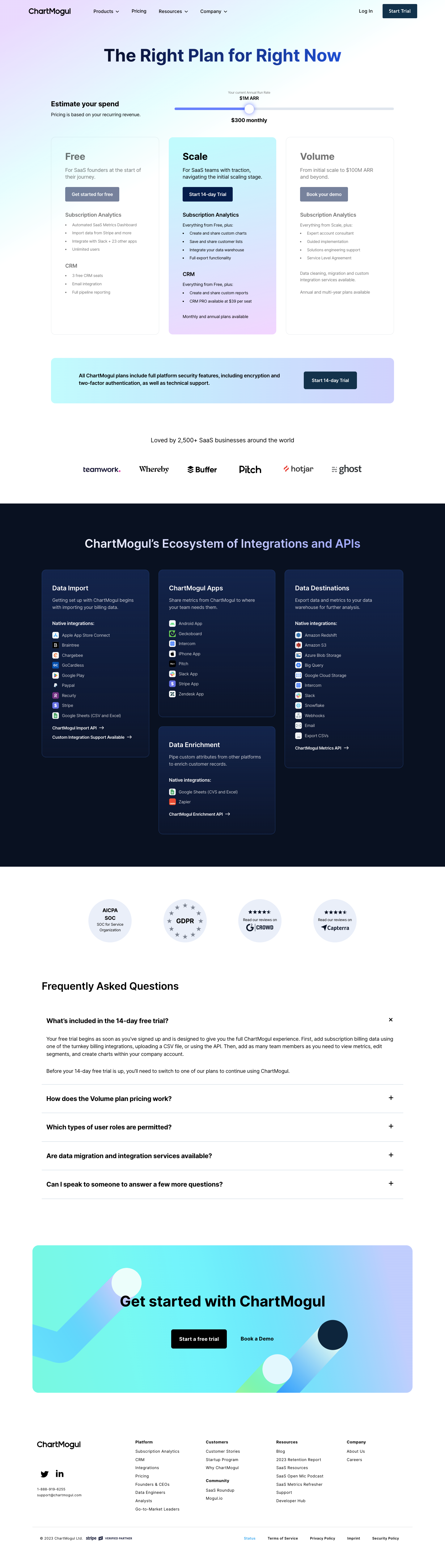 ChartMogul Pricing Page