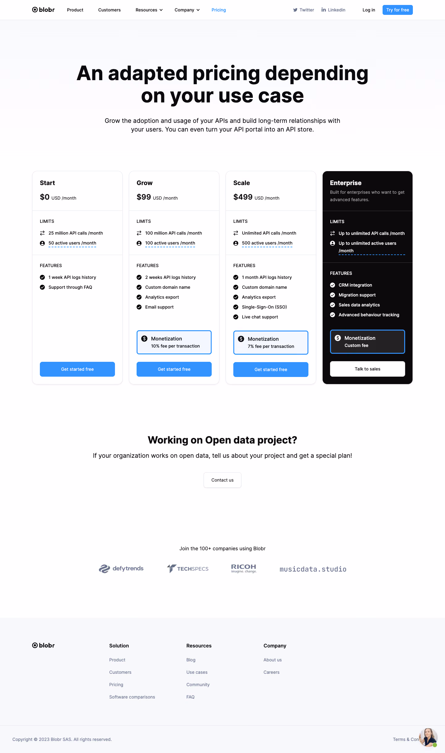 Blobr Pricing Page
