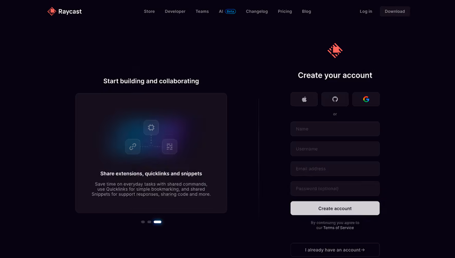Raycast Signup
