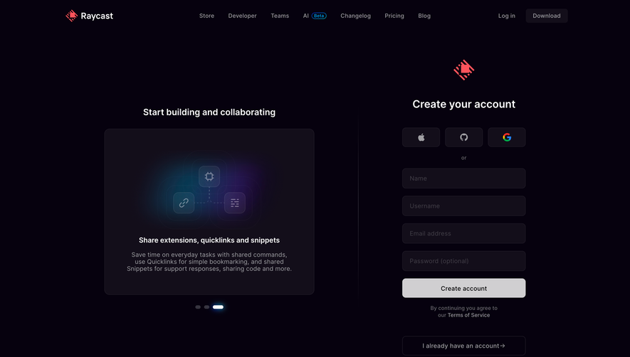 Raycast Signup