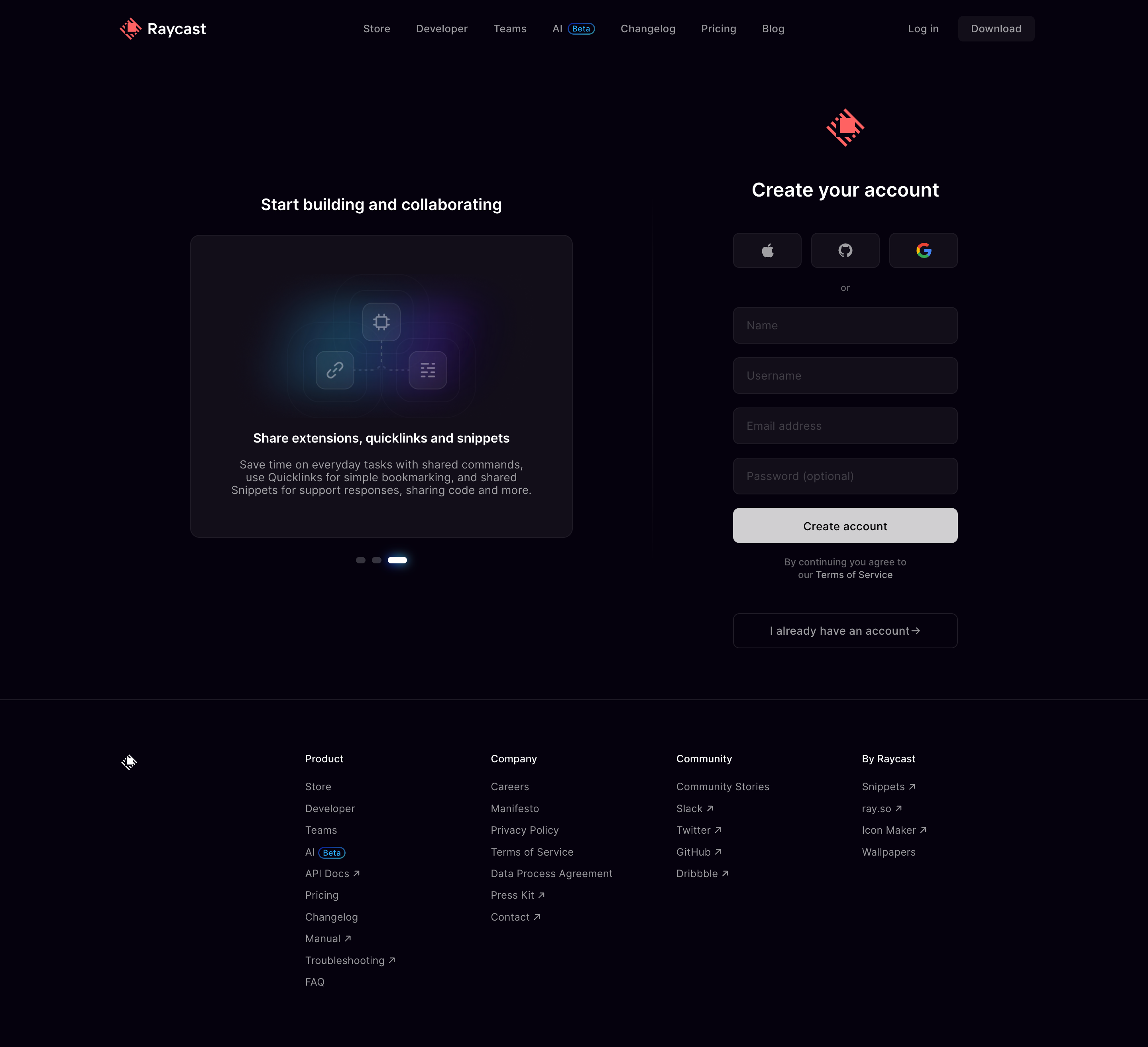 Raycast Signup