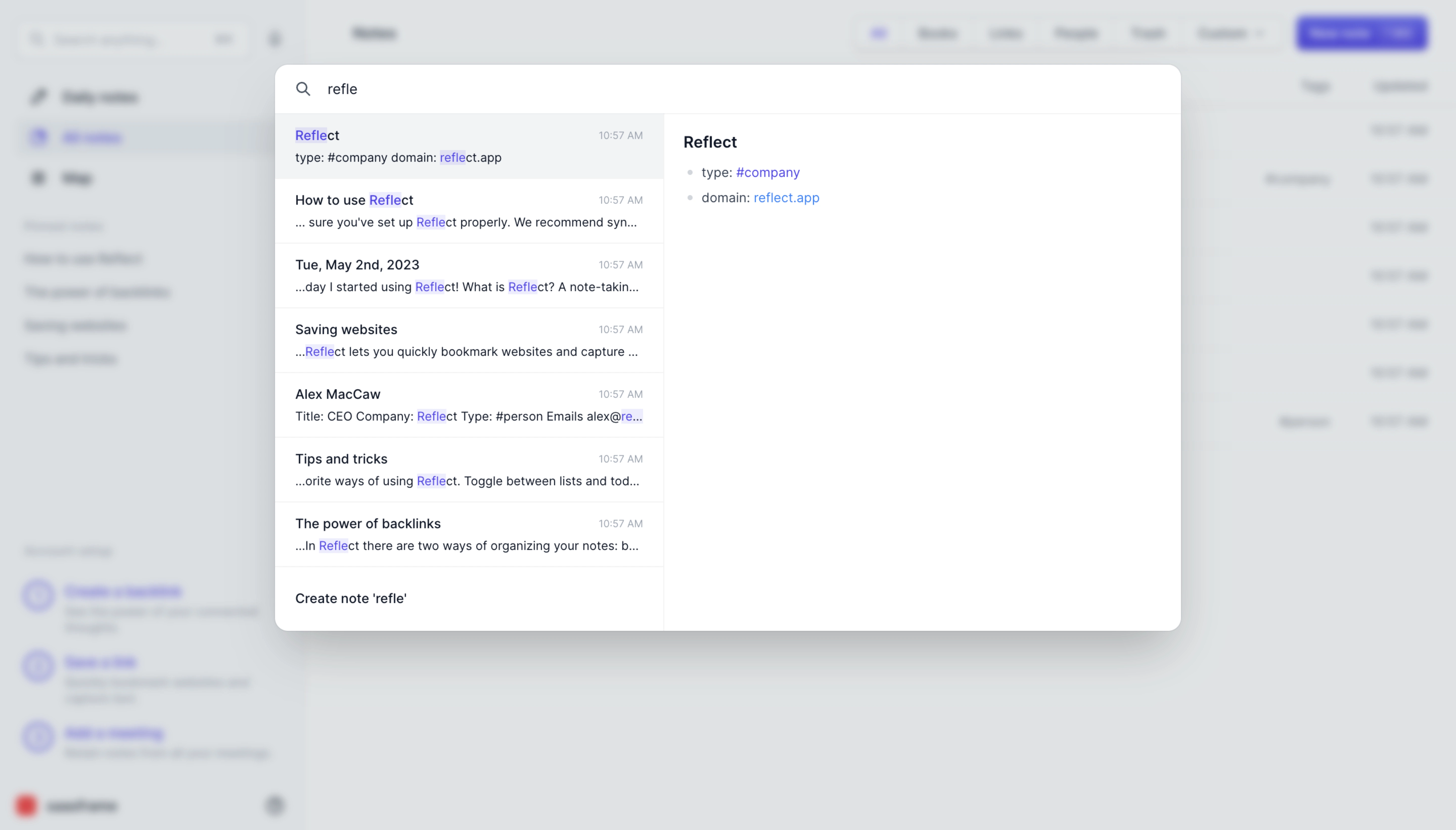 Reflect Search Modal