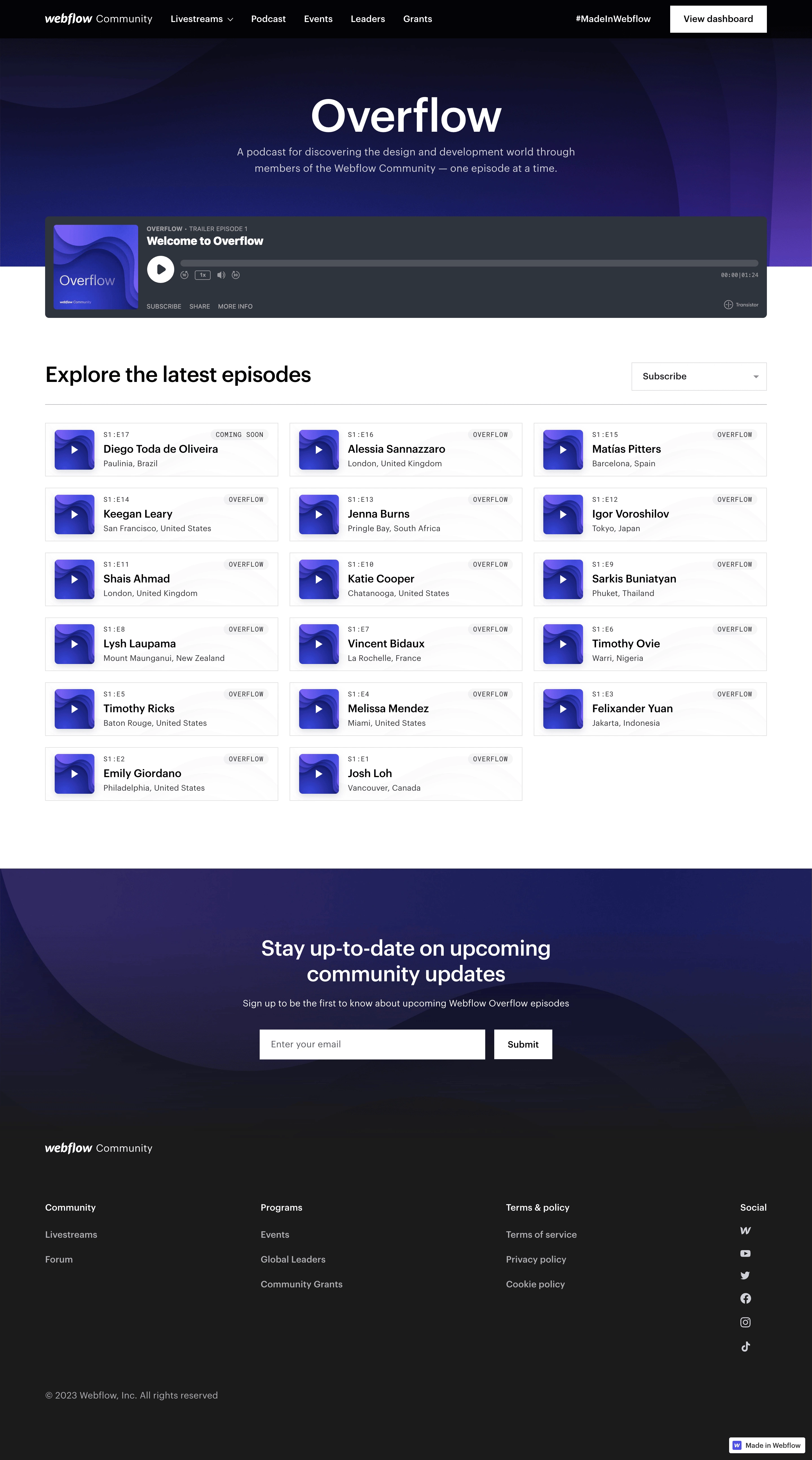 Webflow Podcast Page
