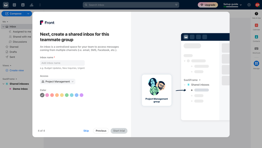 Front Account Setup