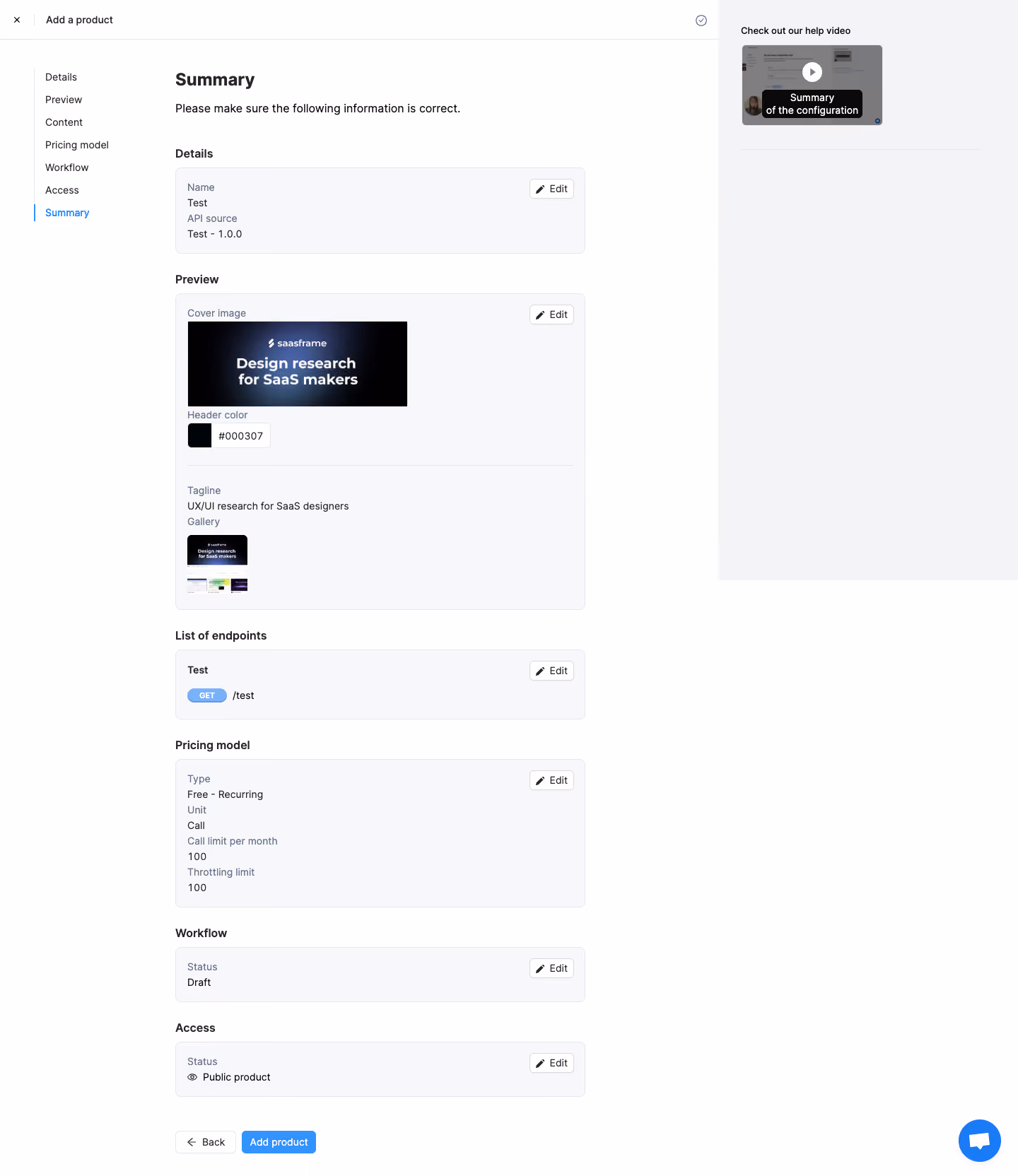Blobr Add Product Summary