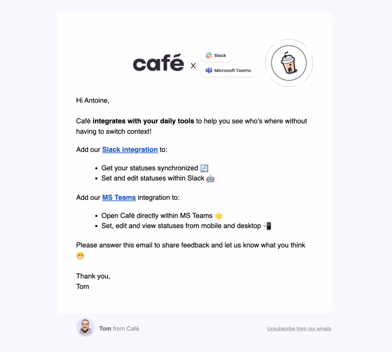 Café Onboarding Email