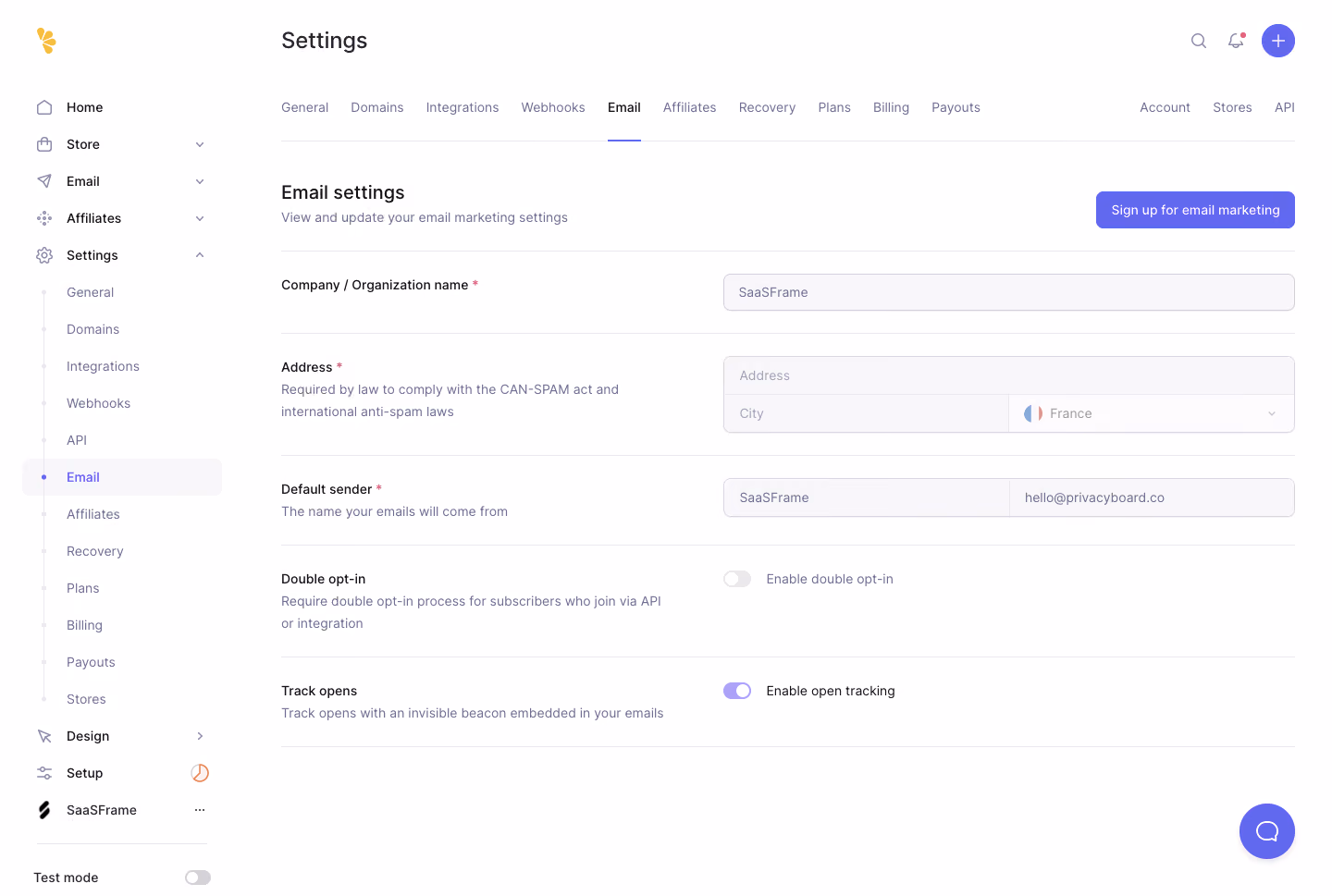 Lemon Squeezy Email Settings