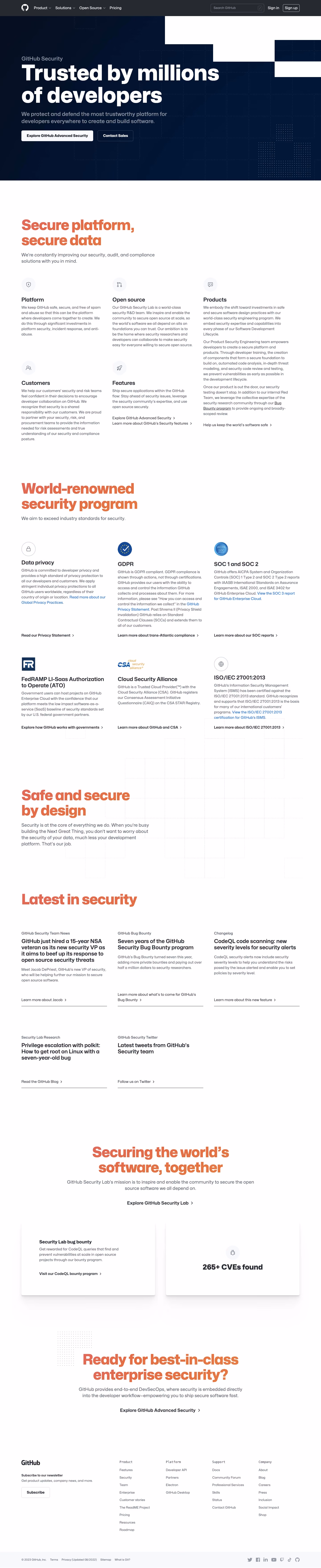 GitHub Security Page