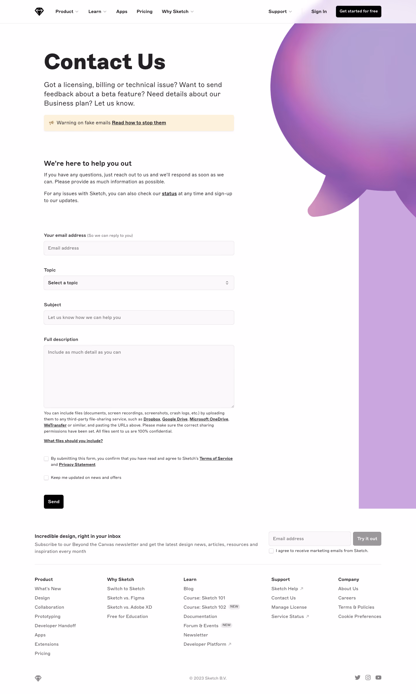 Sketch Contact Page