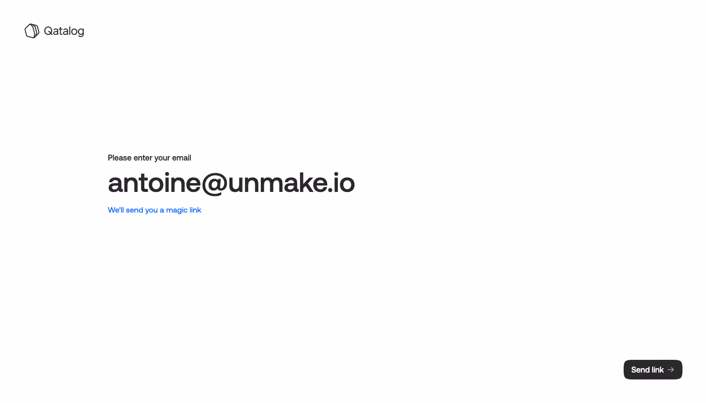 Qatalog Enter Email Address