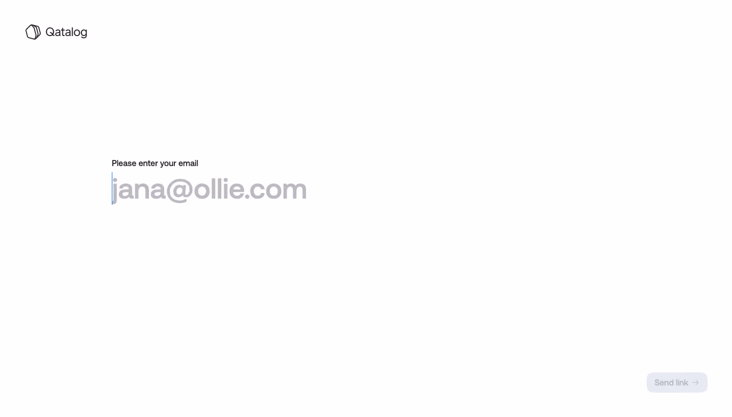 Qatalog Enter Email Address