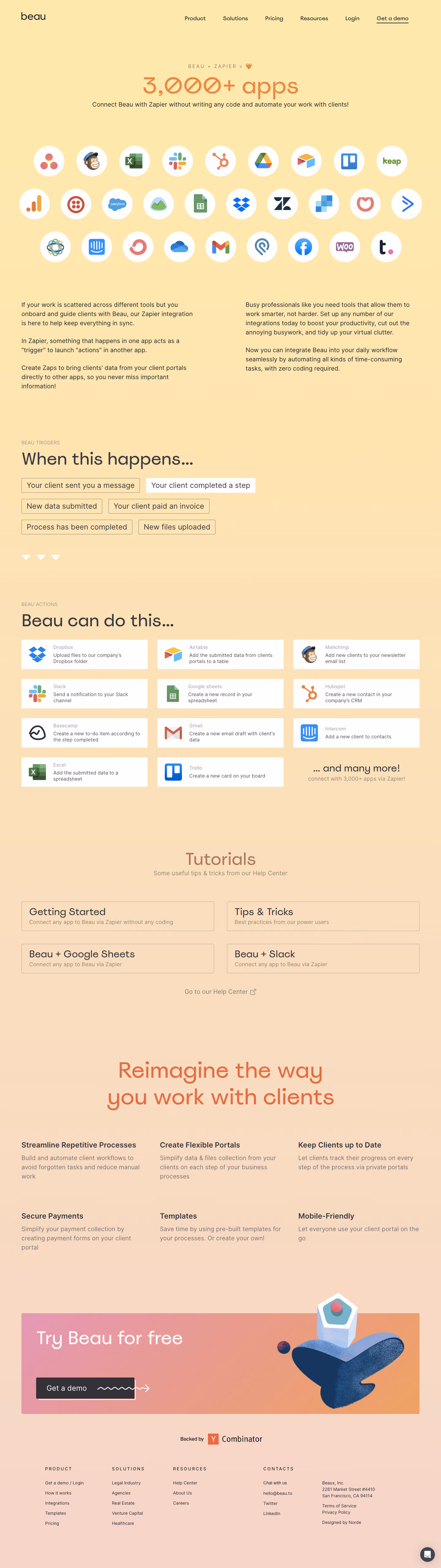 Beau Integrations Page