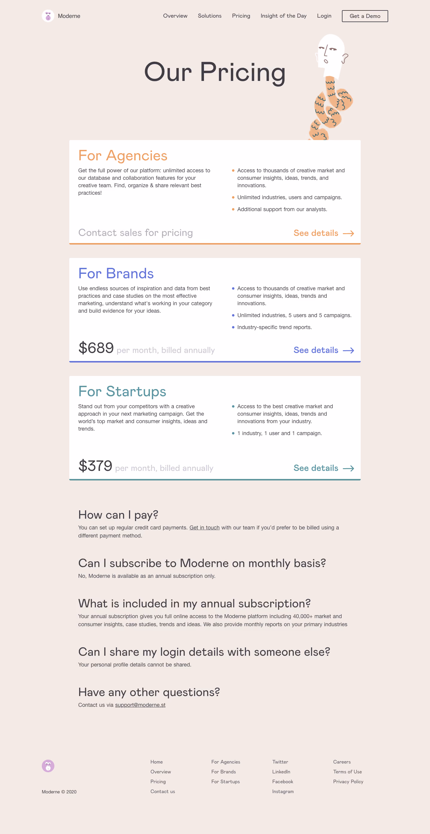 Moderne Pricing Page