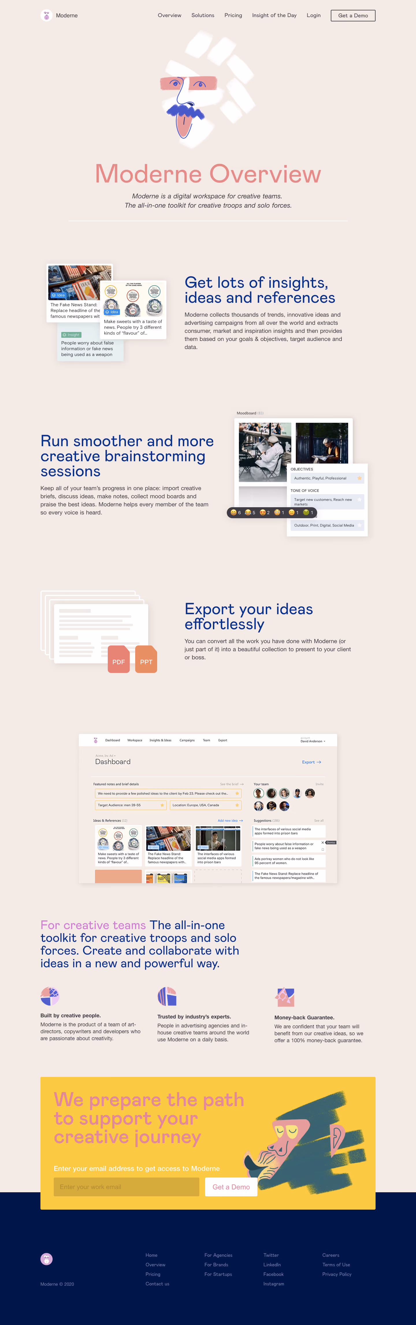 Moderne Features Page