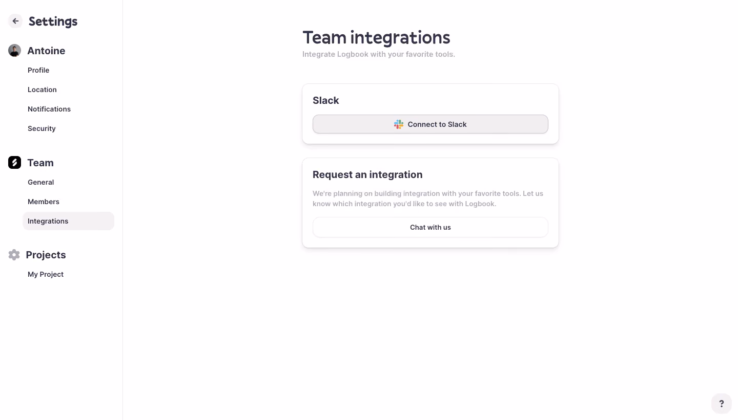 Logbook Integrations Settings