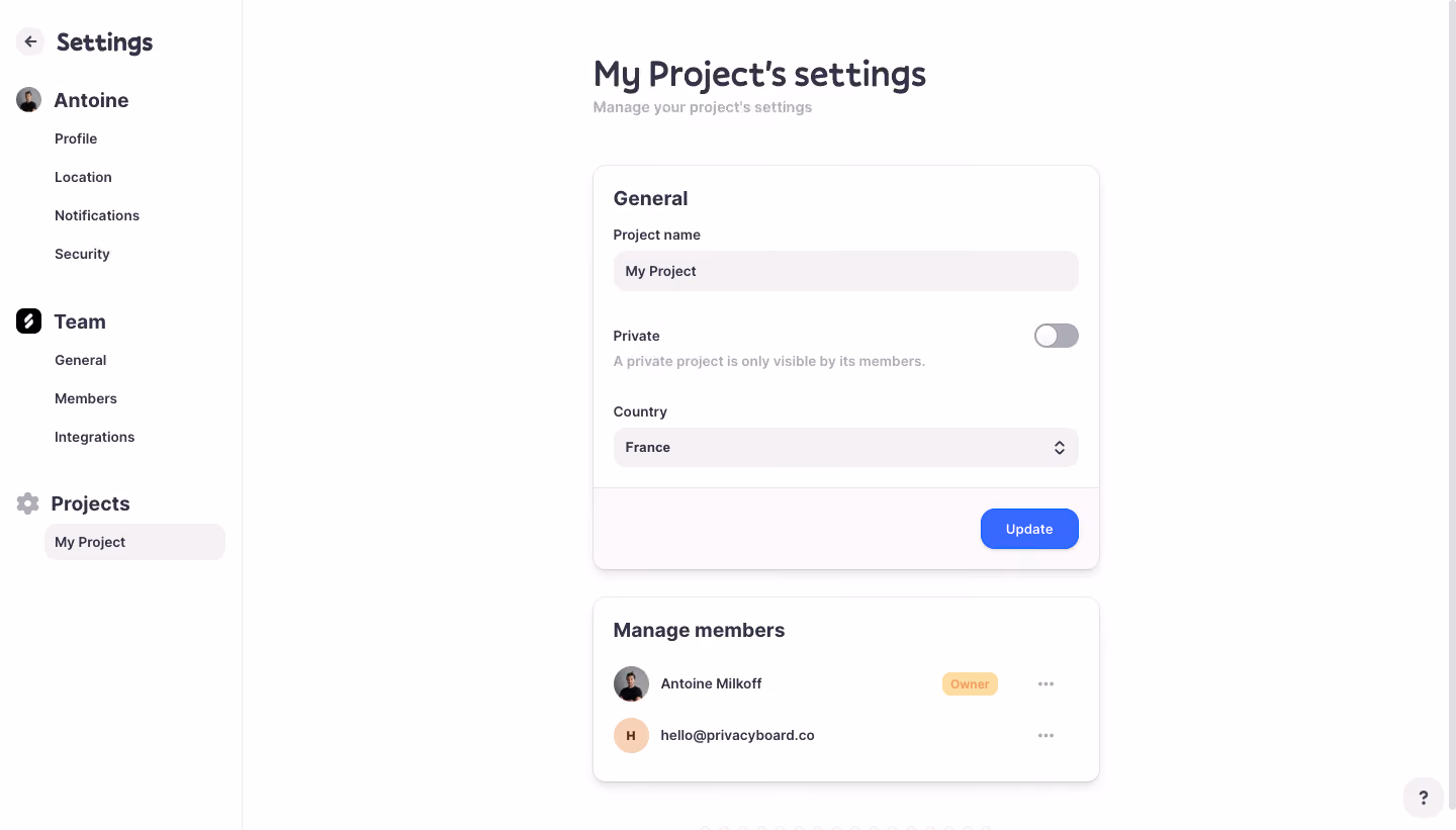Logbook Project Settings