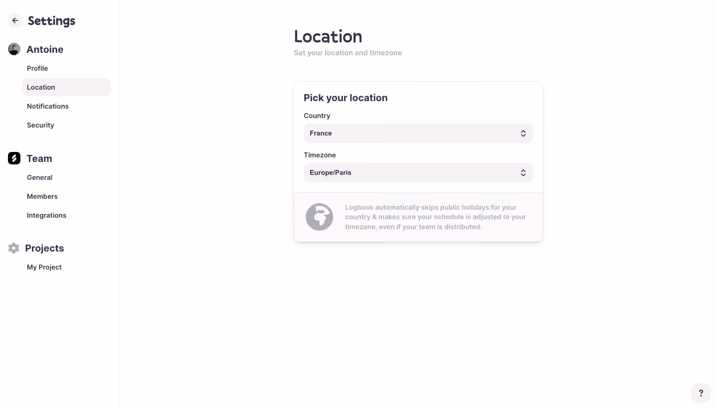 Logbook Location Settings