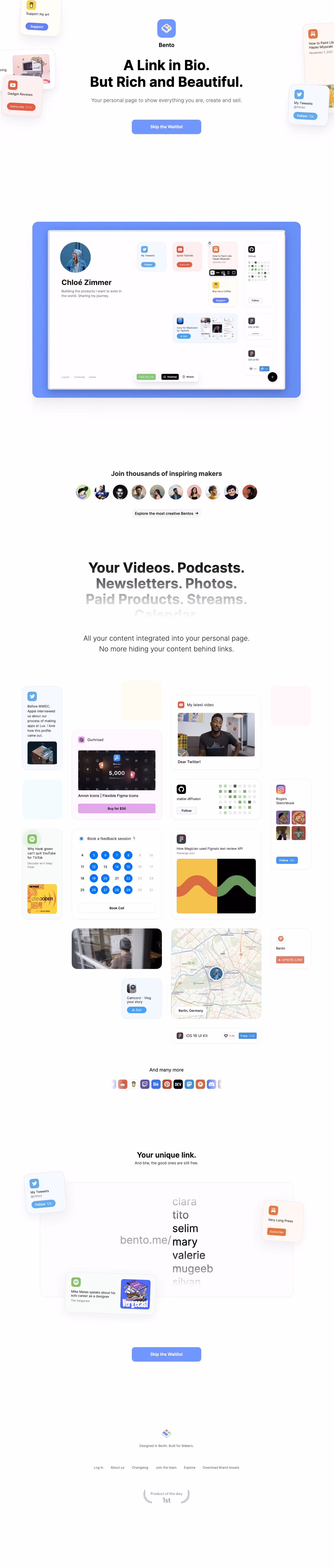 Bento Landing Page