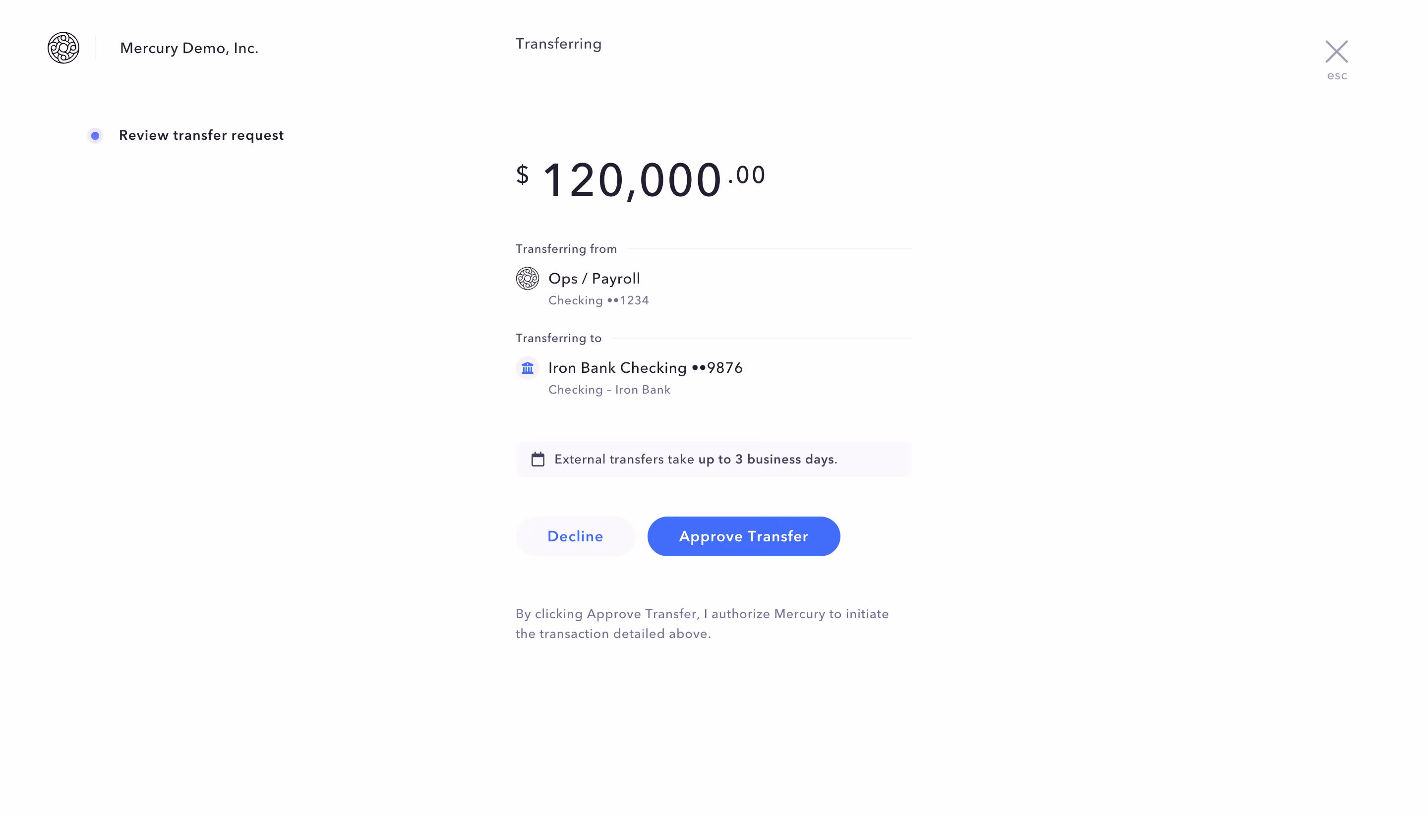 Mercury Transfert Request