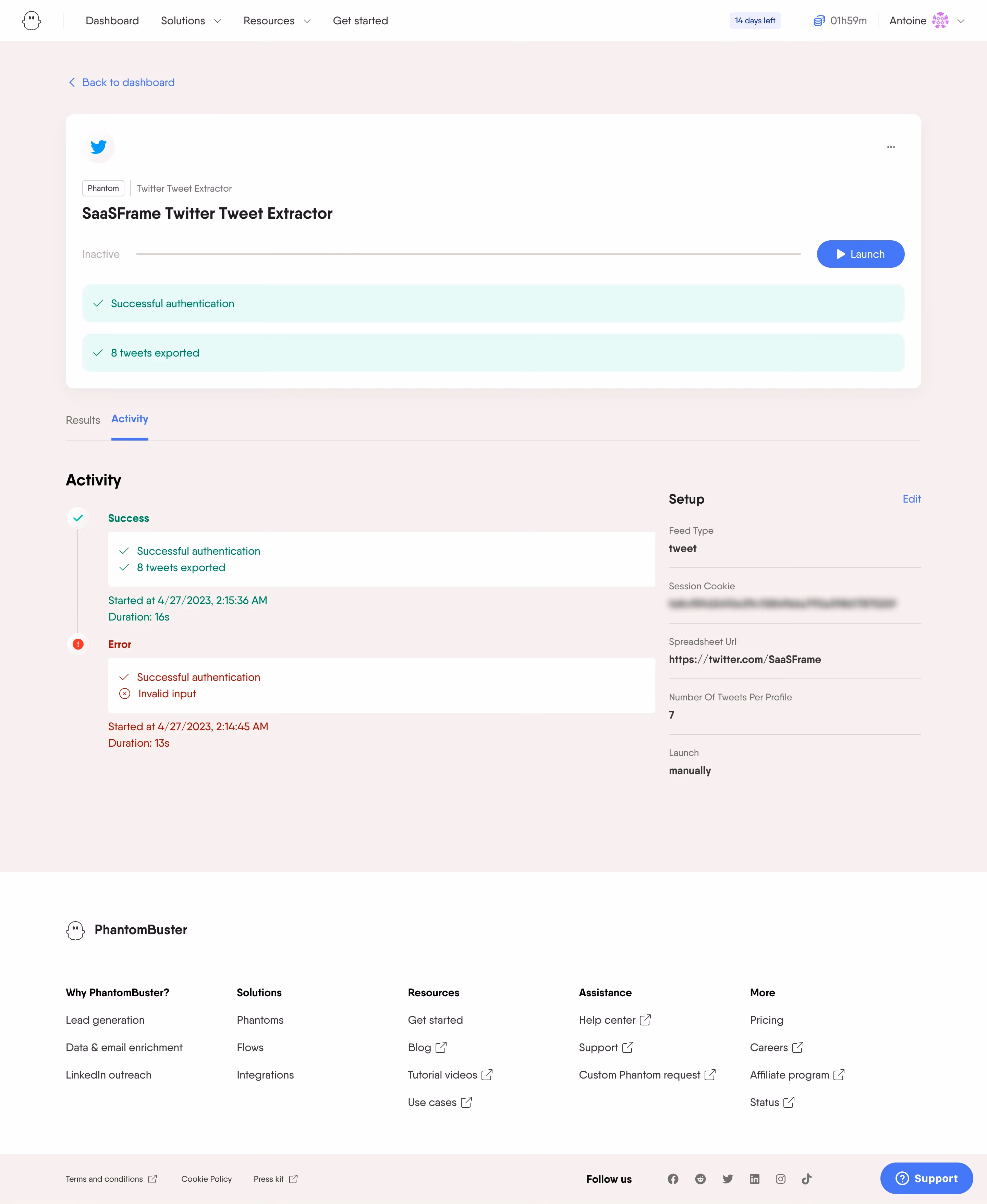 Phantombuster Automation Activity