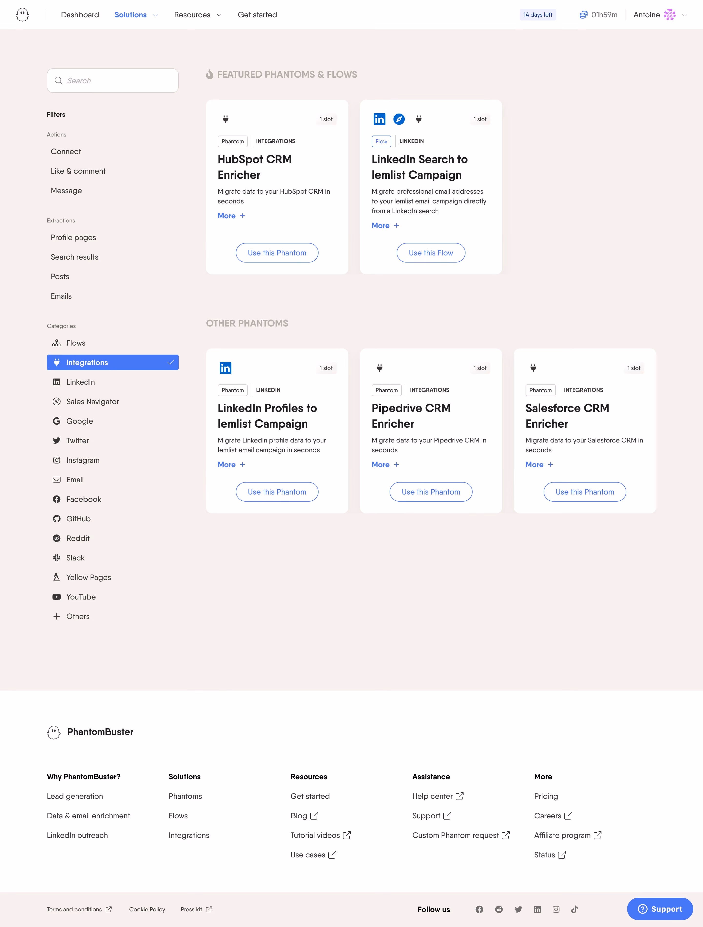 Phantombuster Integrations