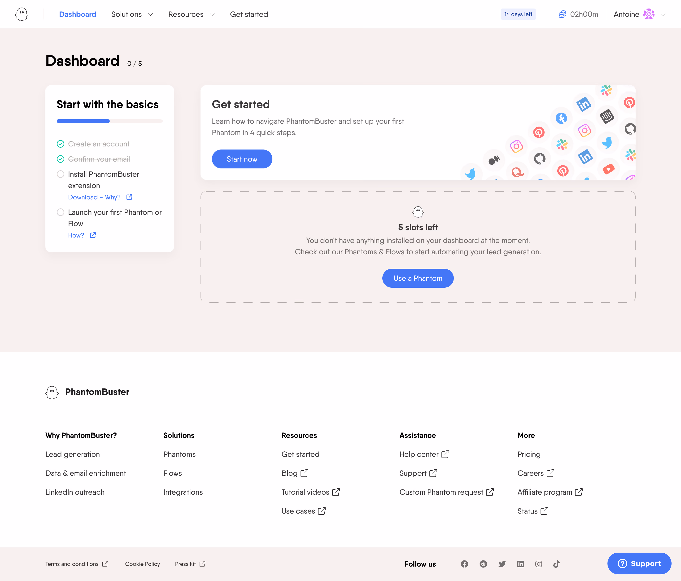 Phantombuster Dashboard