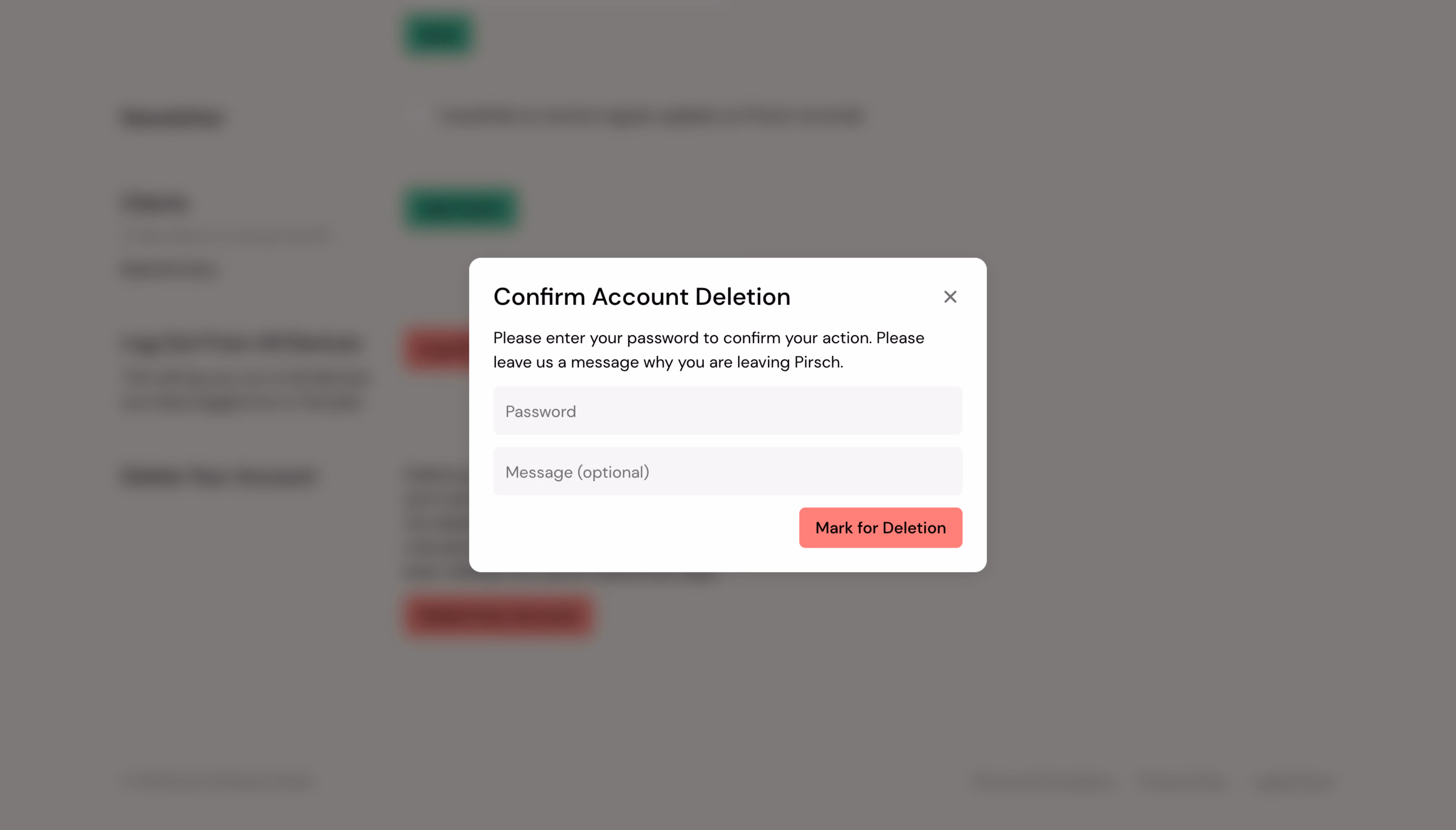 Pirsch Analytics Delete Account