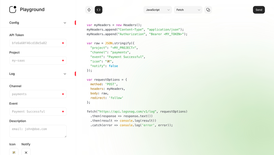 Logsnag Playground