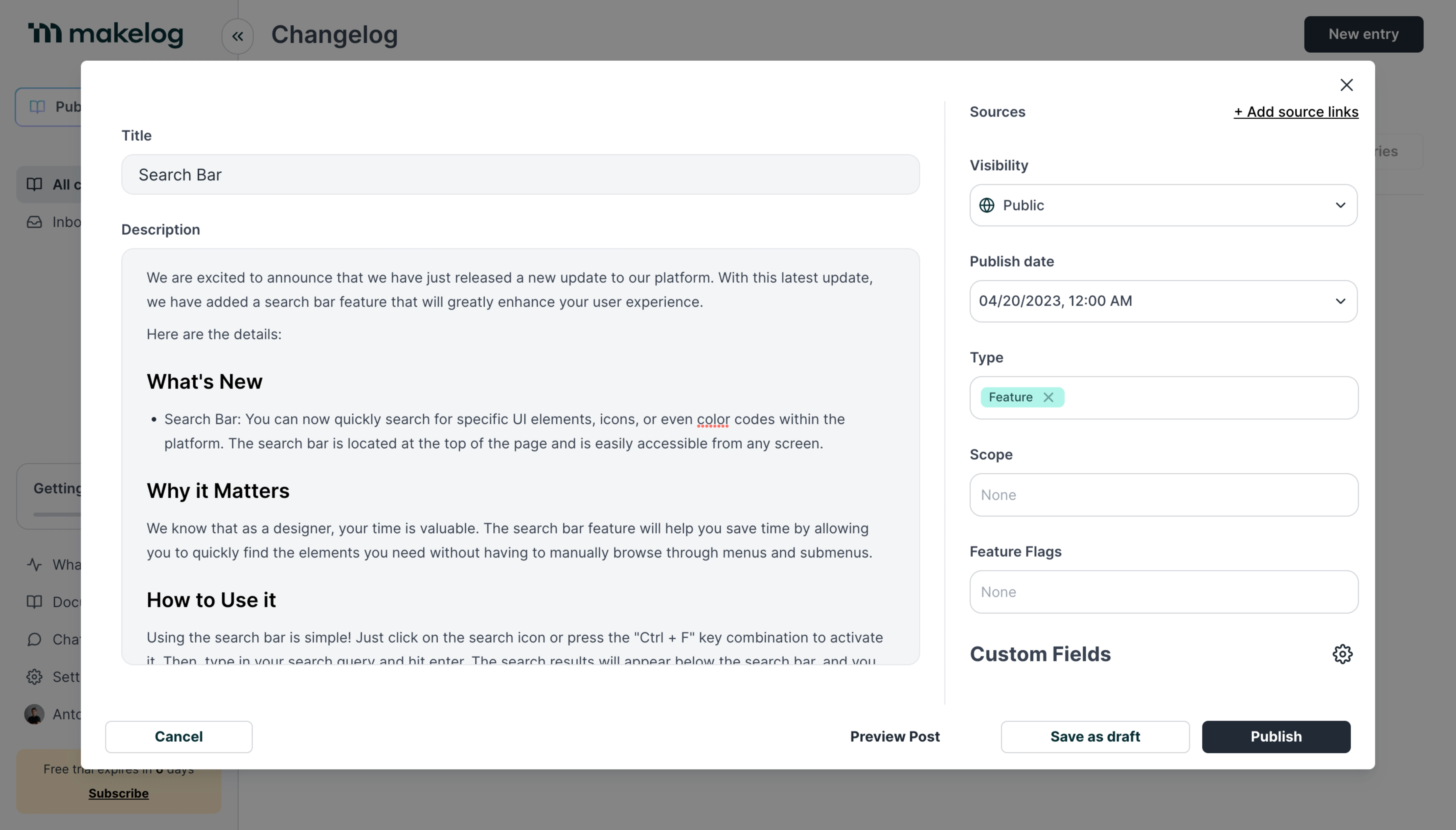 Makelog Create A Changelog Entry