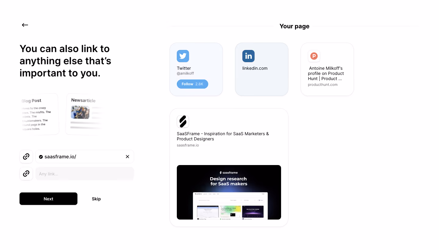 Bento Add Personal Links