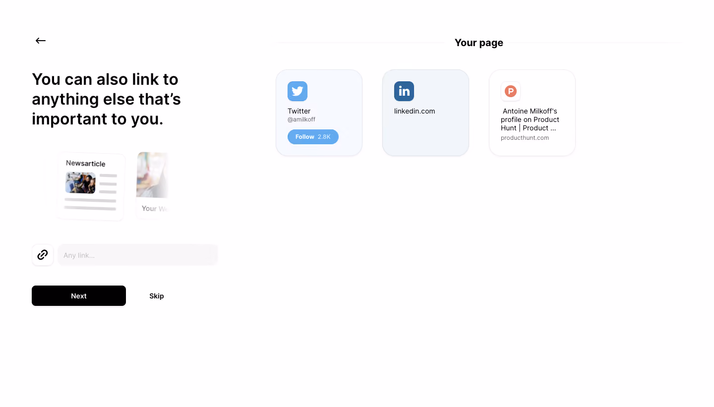 Bento Add Personal Links