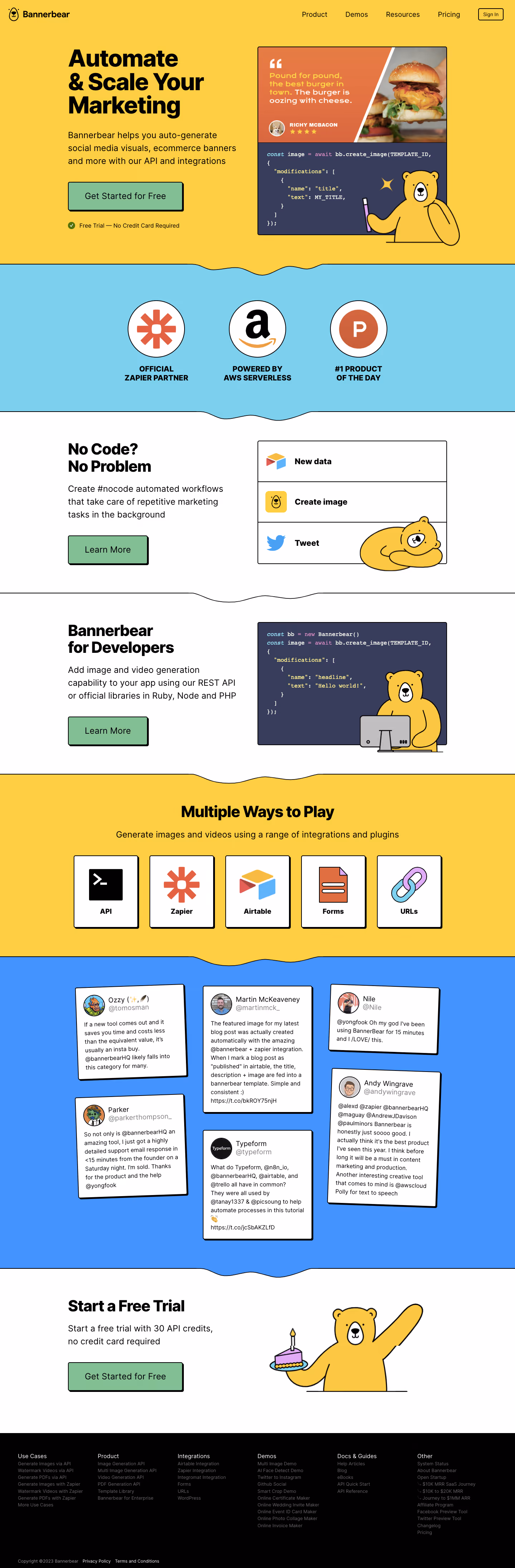 Bannerbear Landing Page