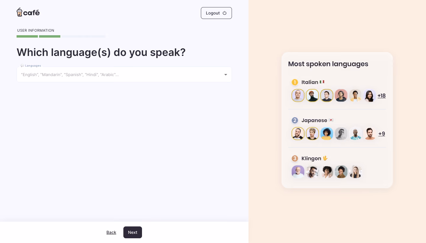 Café Language Setup