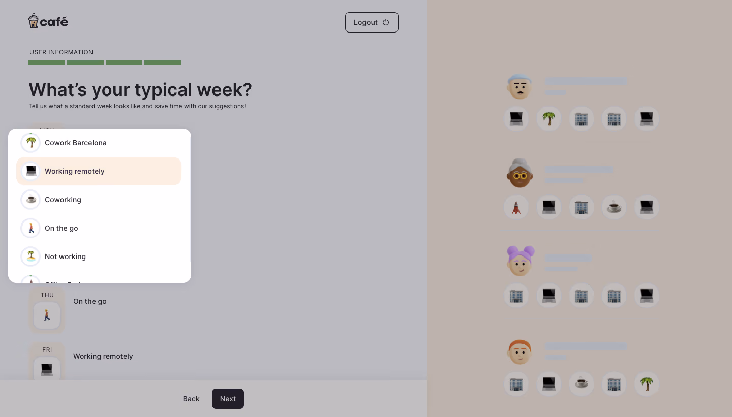 Café Schedule Setup