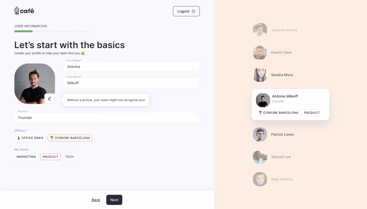 Café Profile Setup